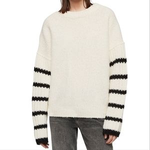 ALL SAINTS Italian Yarn Wool & Alpaca Blend Long Sleeve Ivory Oversized Sweater